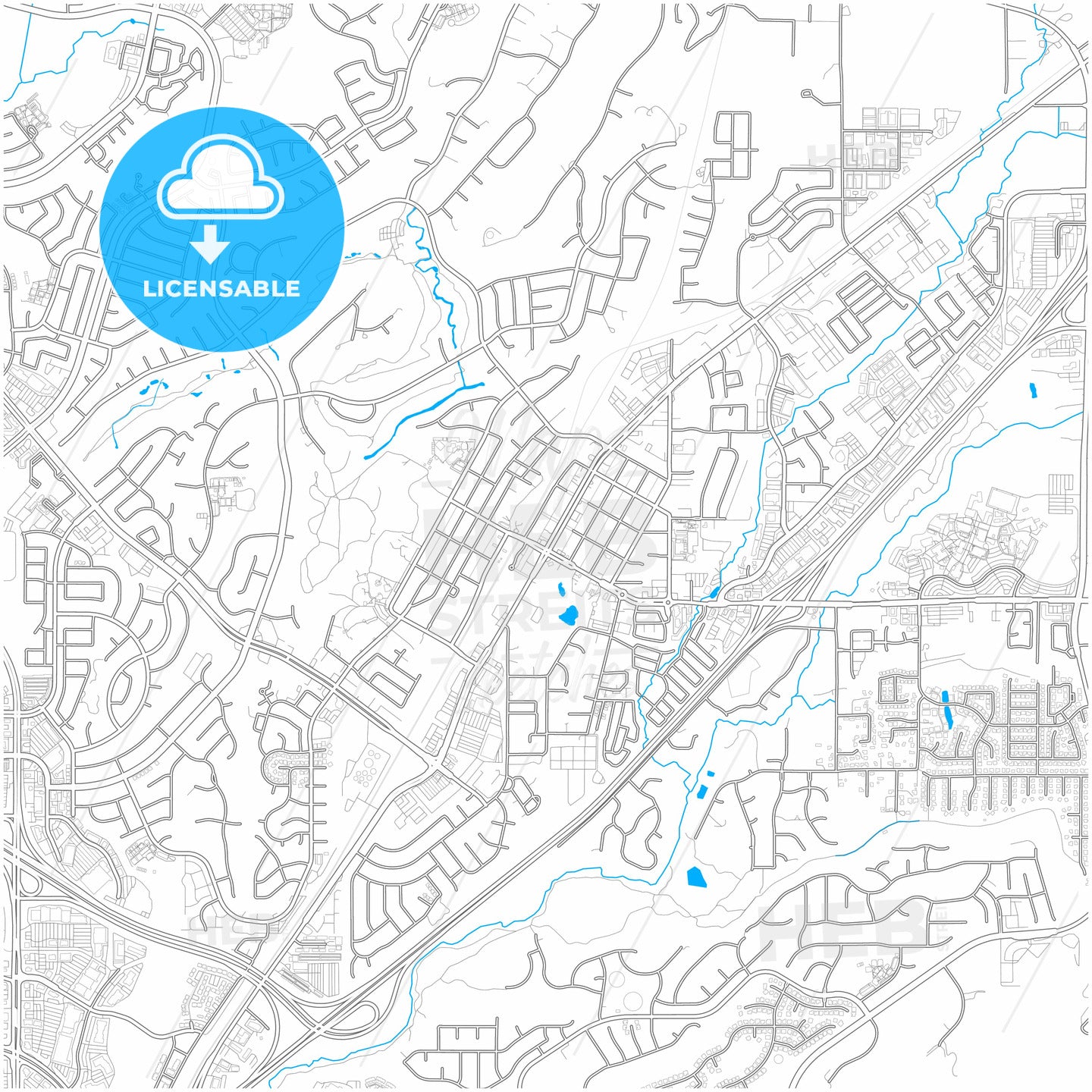 Rocklin, California, United States, city map with high quality roads.