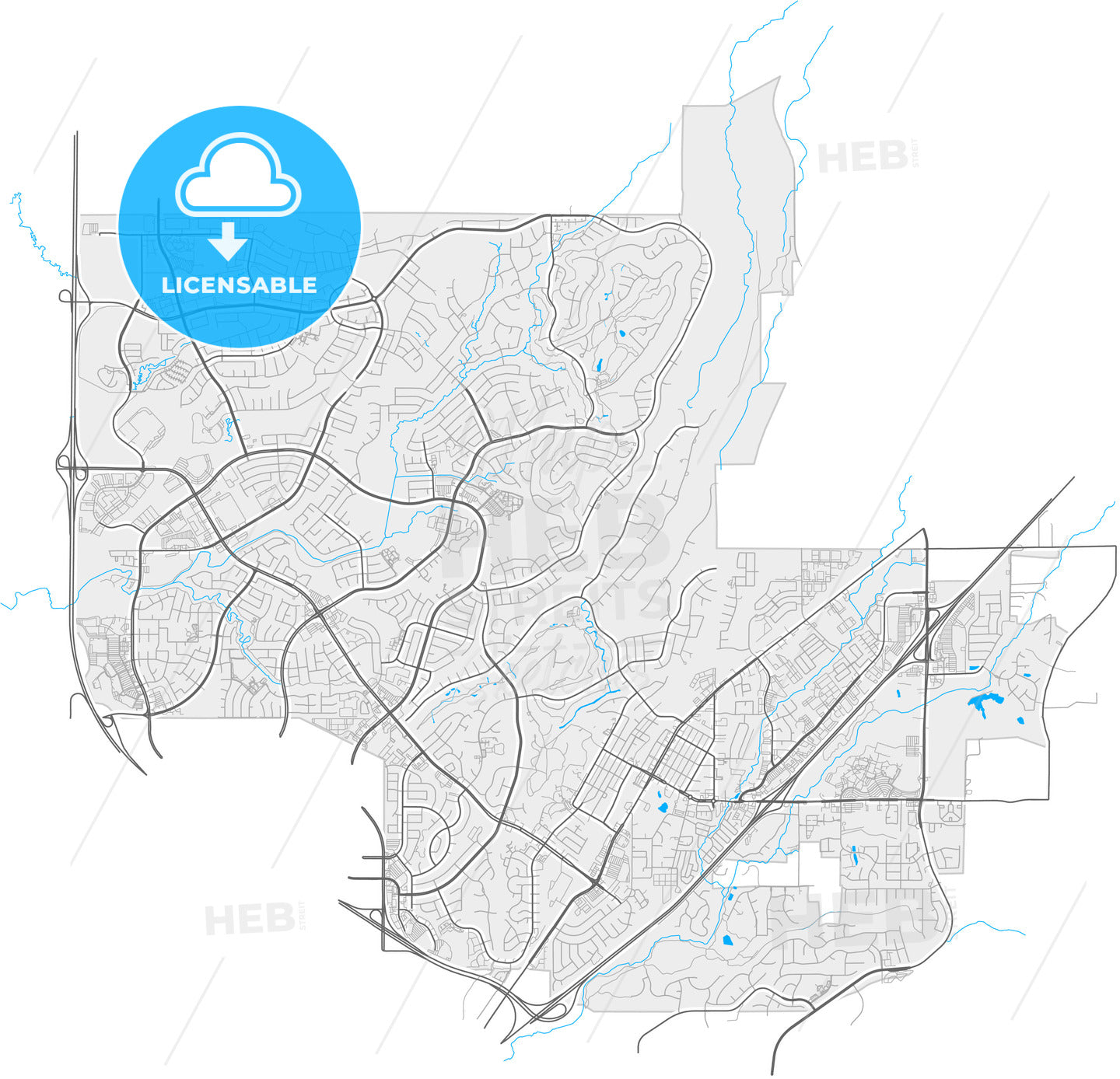 Rocklin, California, United States, high quality vector map