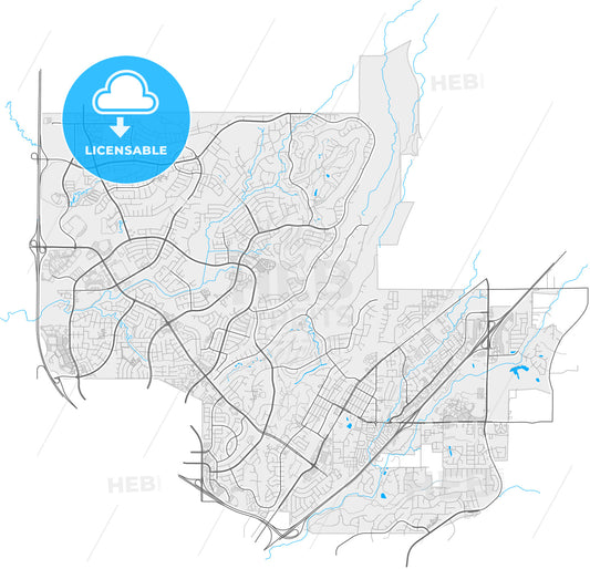 Rocklin, California, United States, high quality vector map