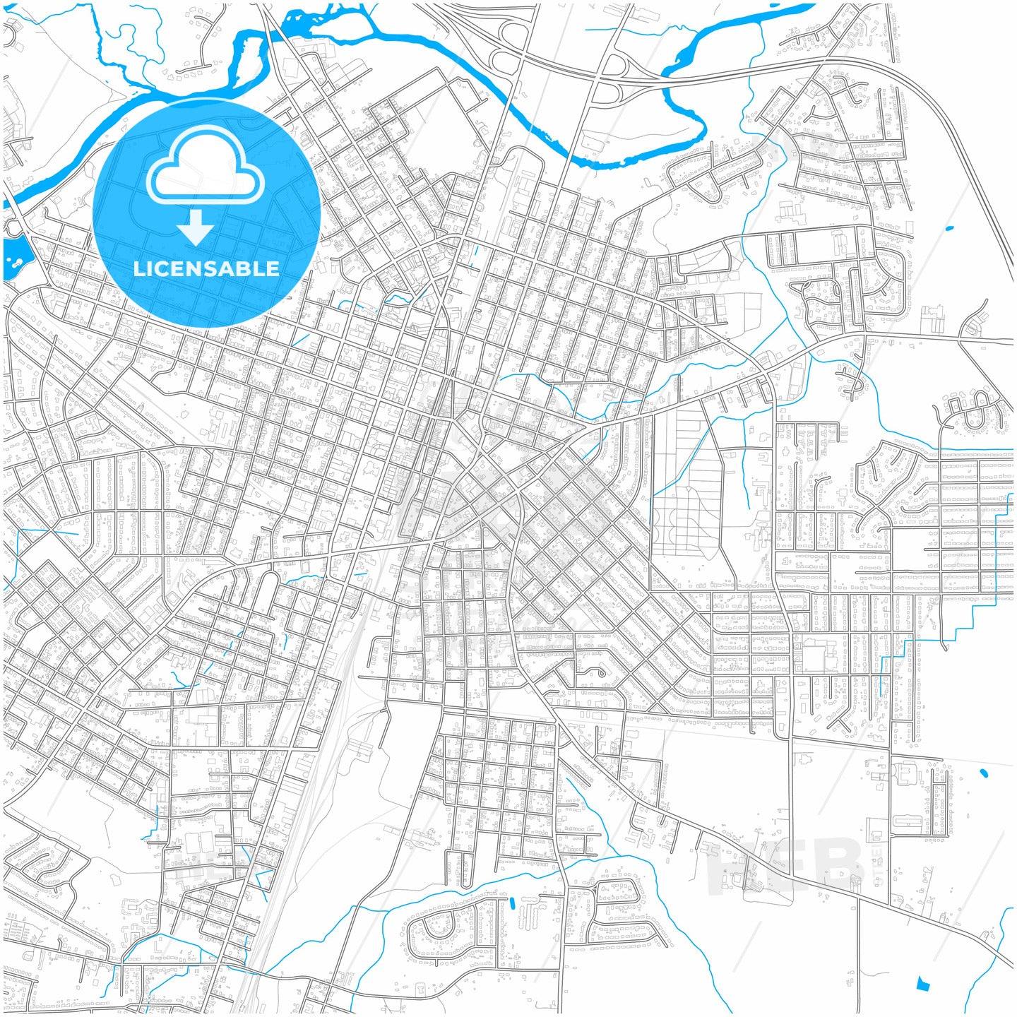 Rocky Mount, North Carolina, United States, city map with high quality roads.