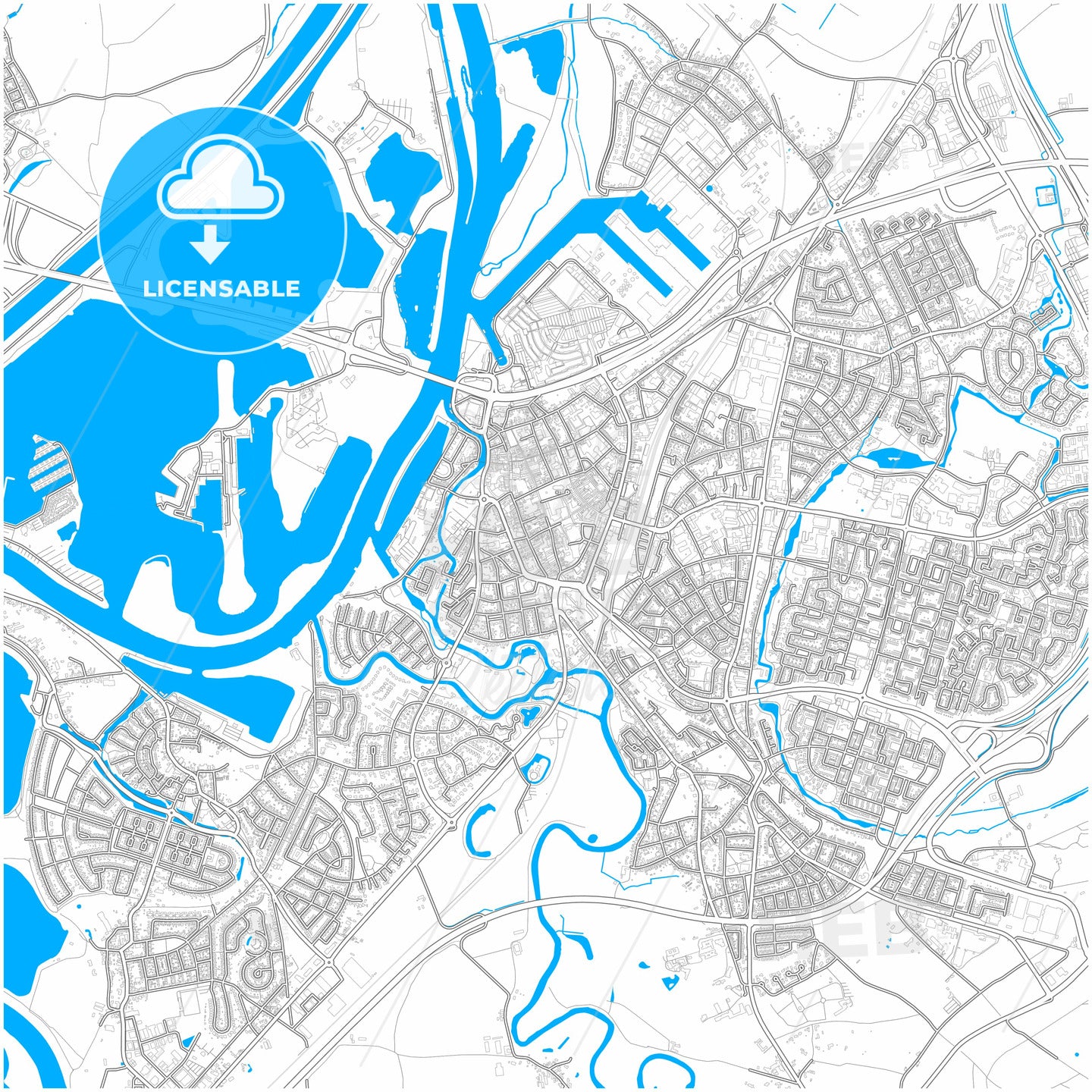 Roermond, Limburg, Netherlands, city map with high quality roads.