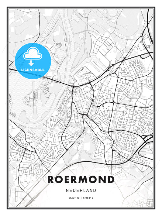 Roermond, Netherlands, Modern Print Template in Various Formats - HEBSTREITS Sketches