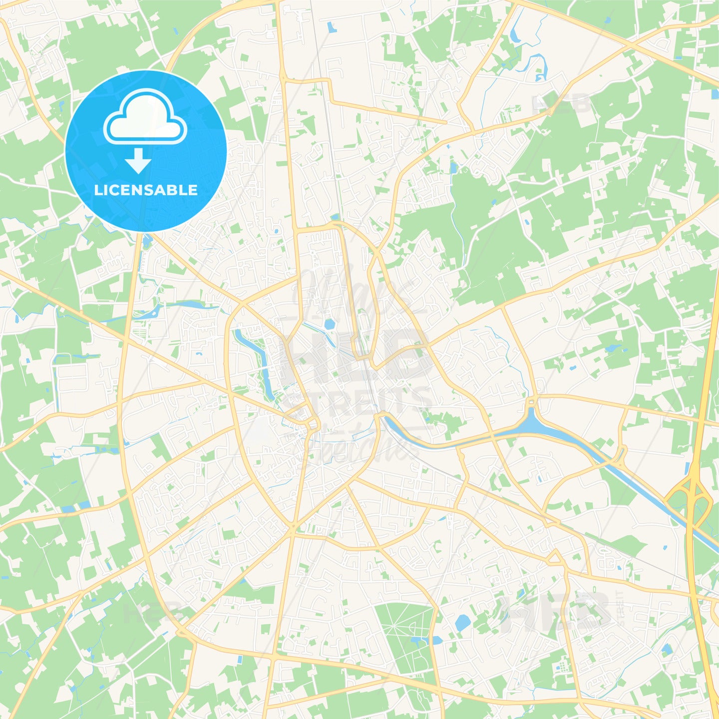 Roeselare , Belgium Vector Map - Classic Colors