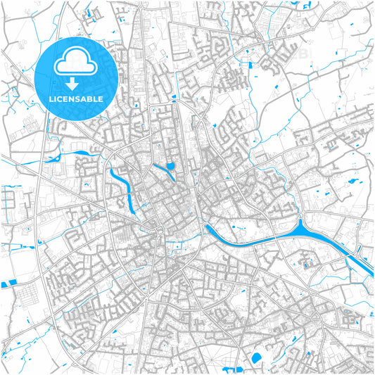Roeselare, West Flanders, Belgium, city map with high quality roads.