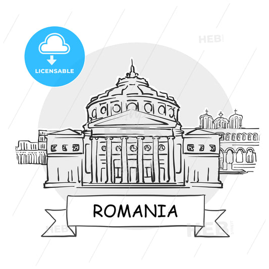 Romania hand-drawn urban vector sign – instant download