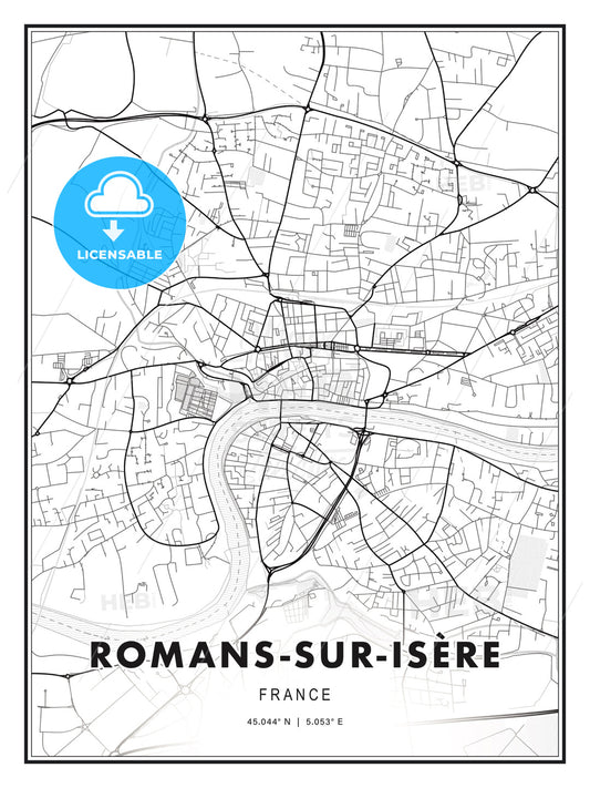 Romans-sur-Isère, France, Modern Print Template in Various Formats - HEBSTREITS Sketches