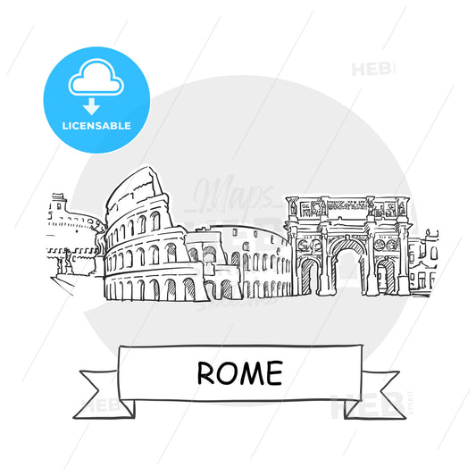 Rome Cityscape Vector Sign – instant download