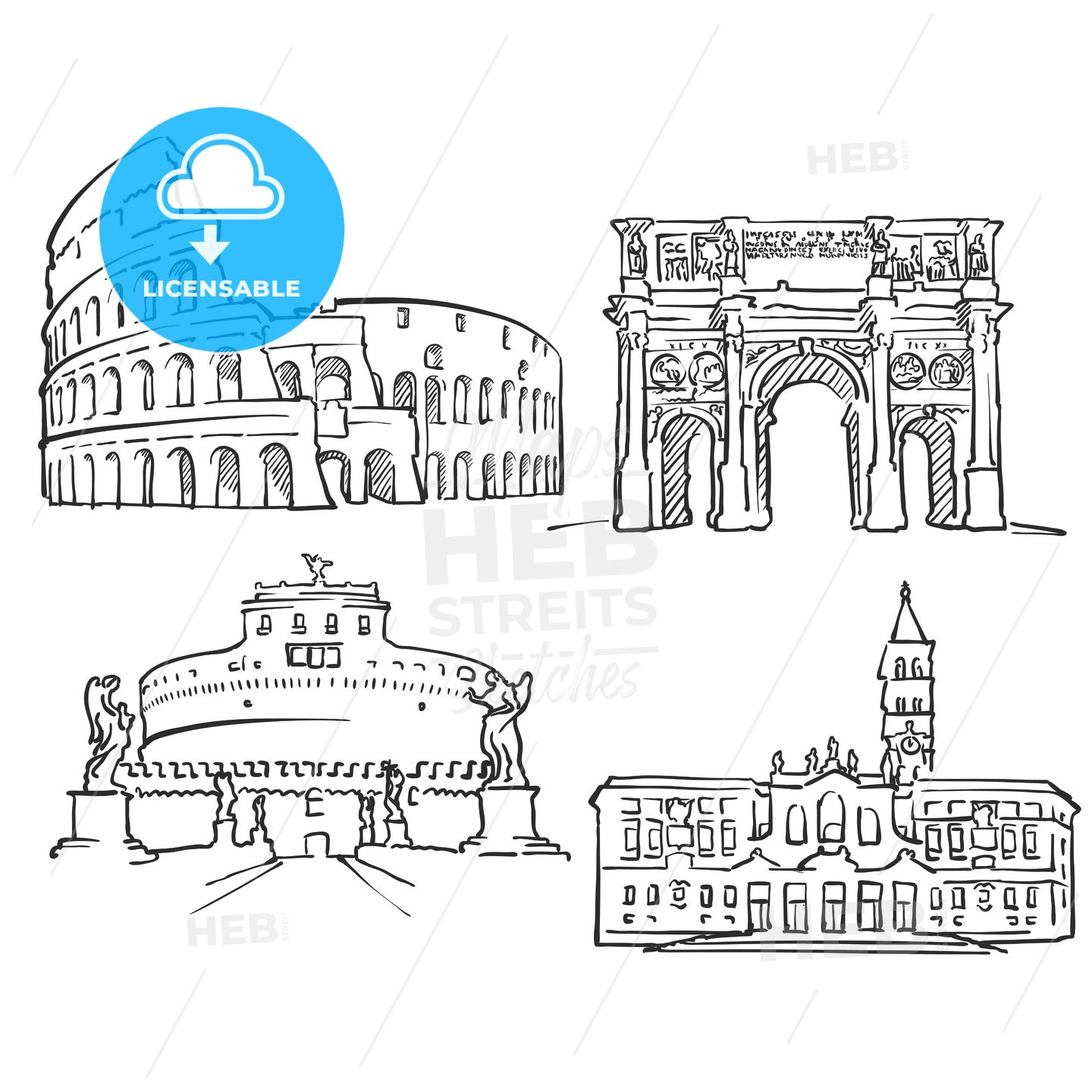 Rome Italy Famous Buildings – instant download