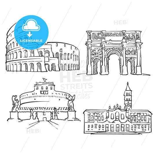 Rome Italy Famous Buildings – instant download