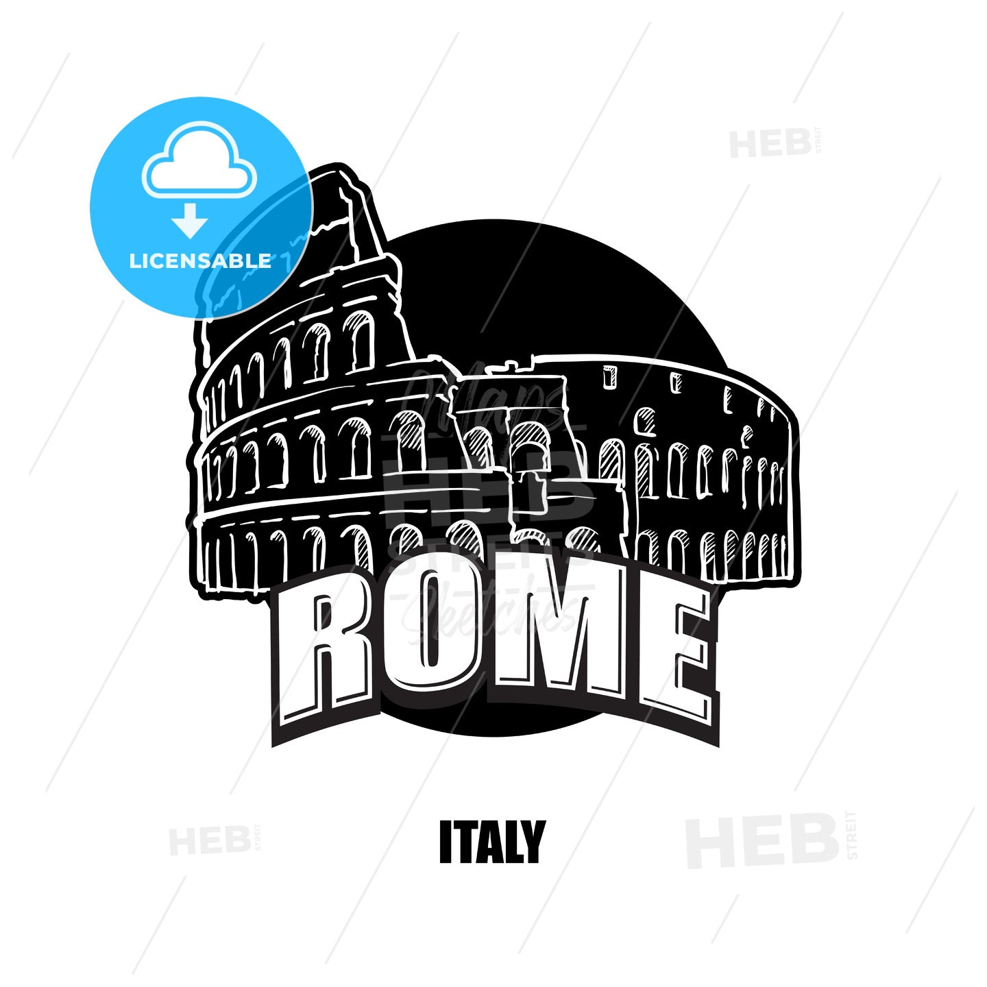 Rome, Italy, black and white logo – instant download