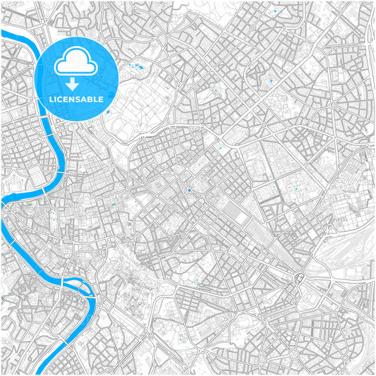 Rome, Lazio, Italy, city map with high quality roads.