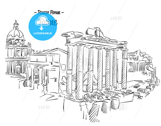 Rome Roman Forum Sketch Famous Landmark – instant download