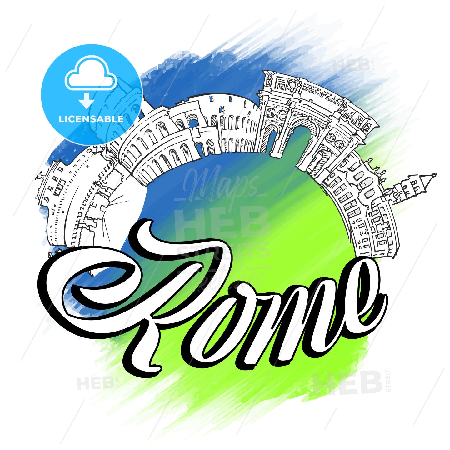 Rome Skyline Landmarks Logo – instant download