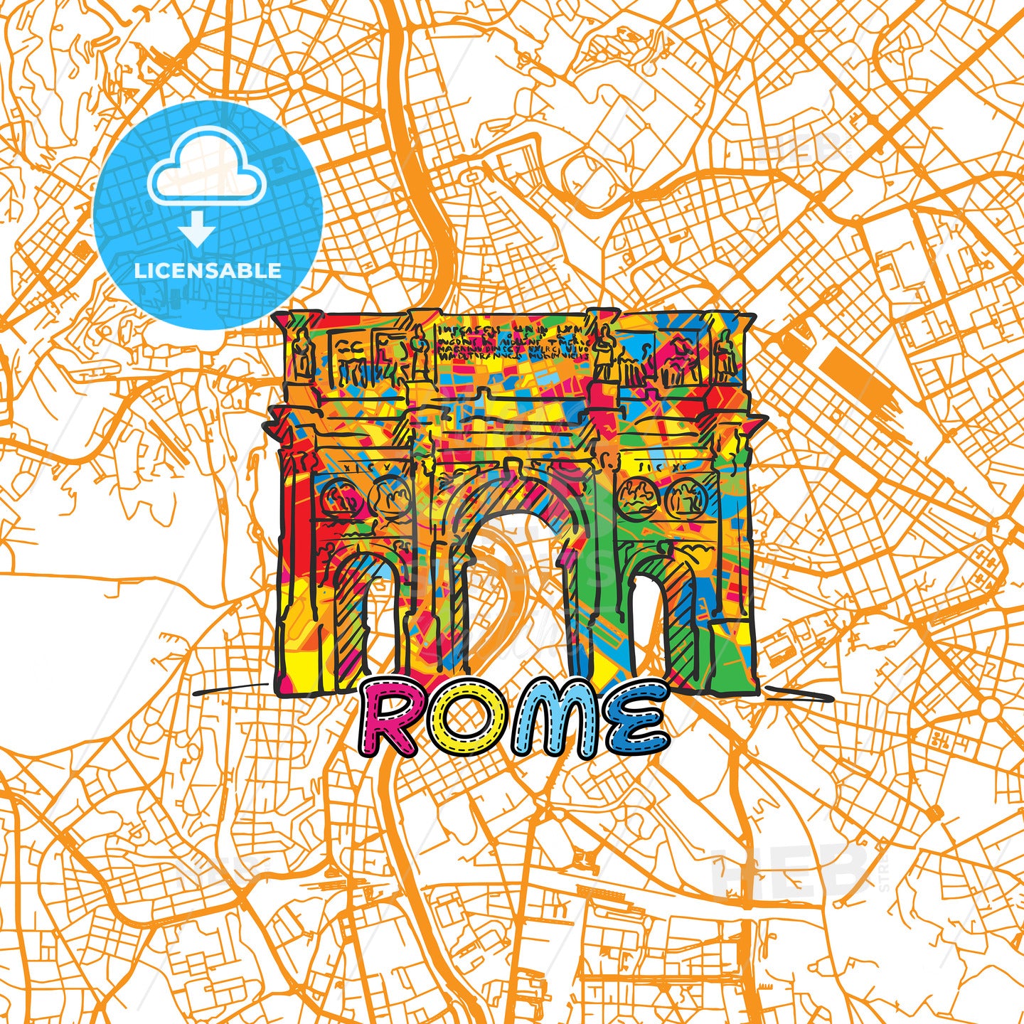 Rome Travel Art Map