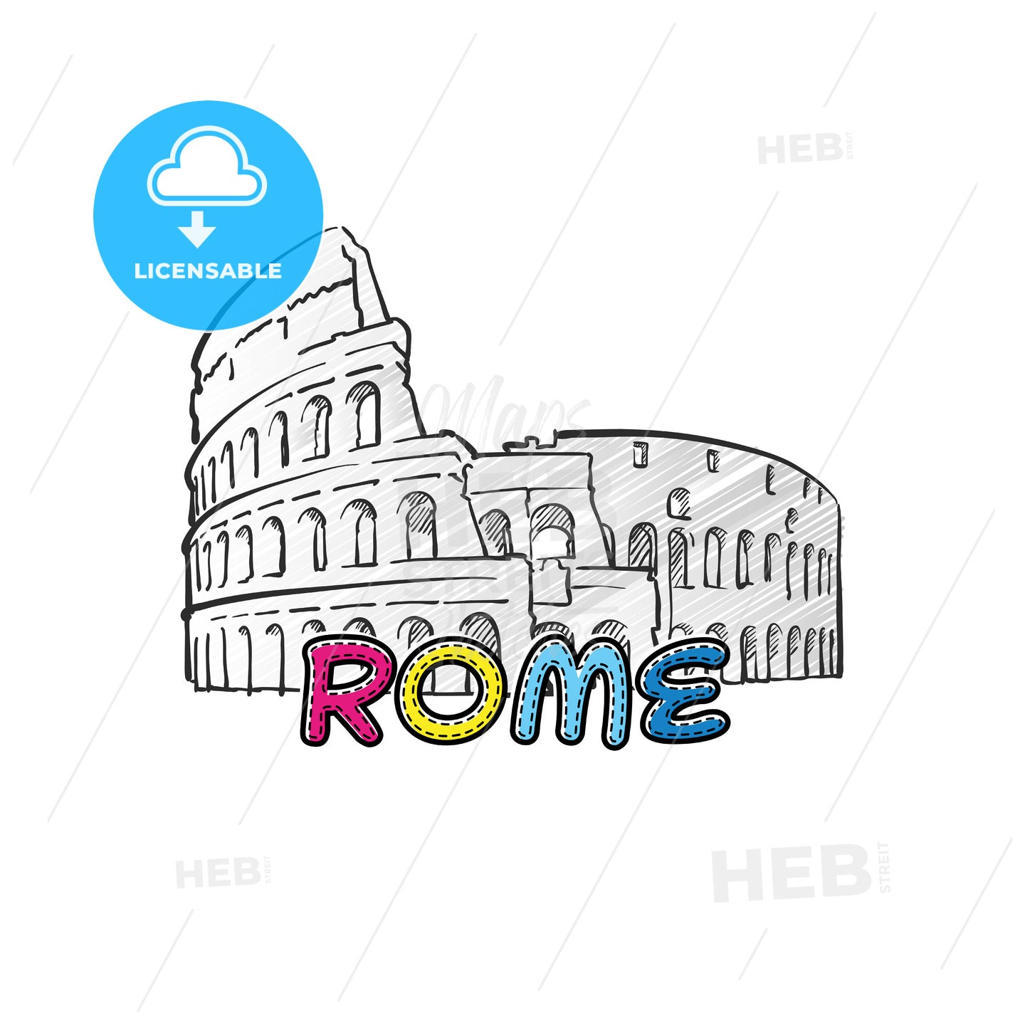Rome beautiful sketched icon – instant download