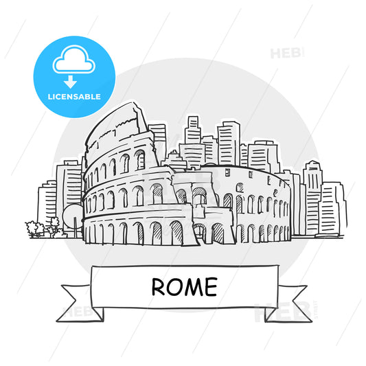 Rome hand-drawn urban vector sign – instant download