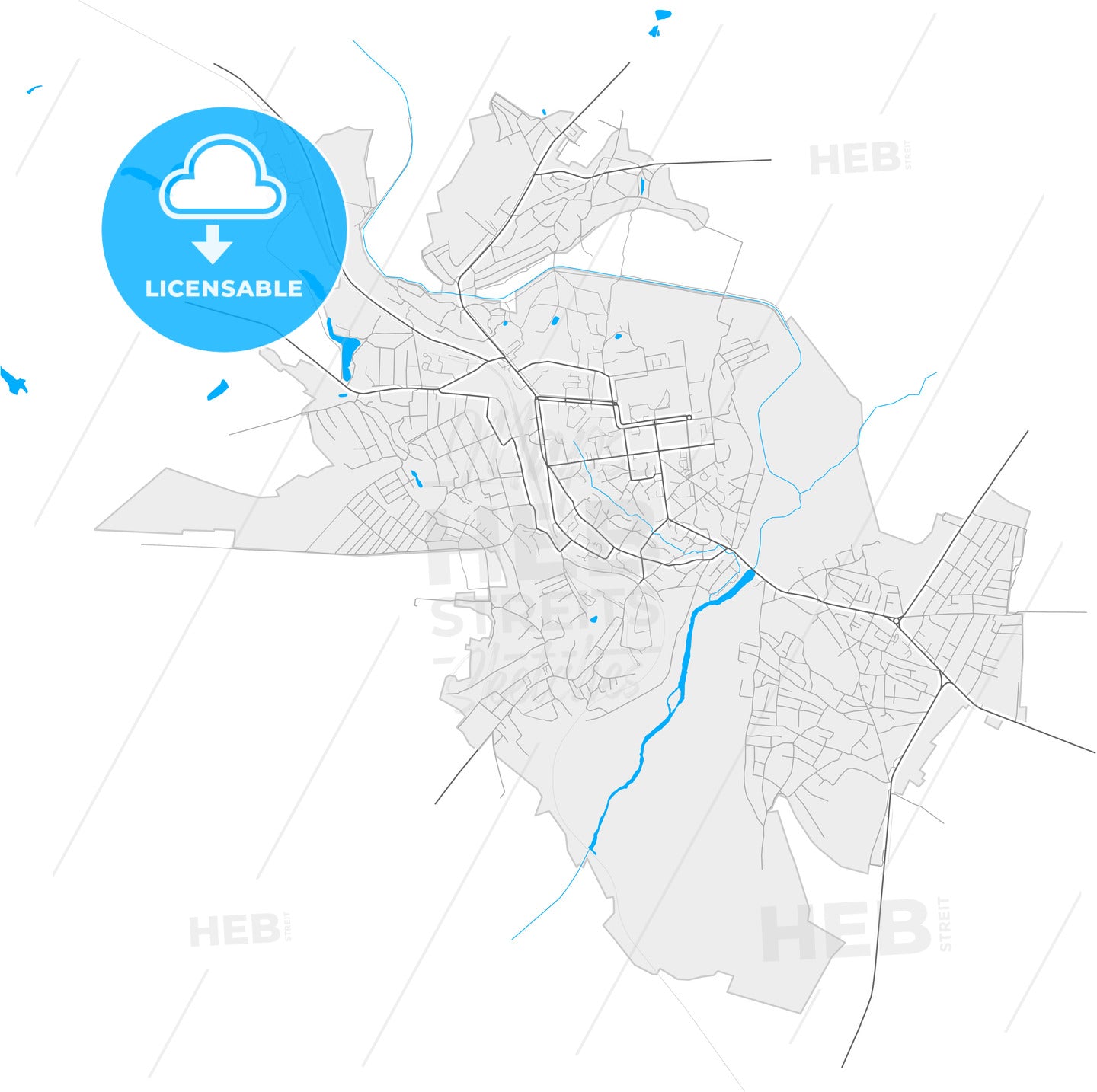 Romny, Sumy Oblast, Ukraine, high quality vector map