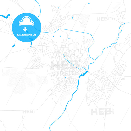Romny, Ukraine PDF vector map with water in focus