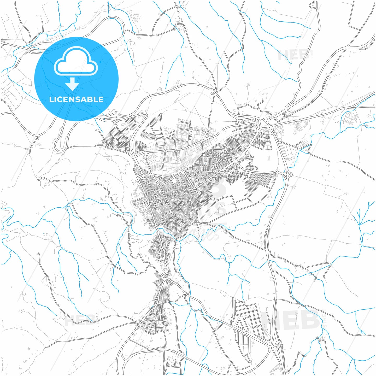 Ronda, Málaga, Spain, city map with high quality roads.