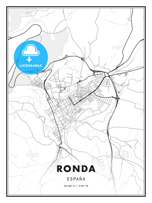 Ronda, Spain, Modern Print Template in Various Formats - HEBSTREITS Sketches