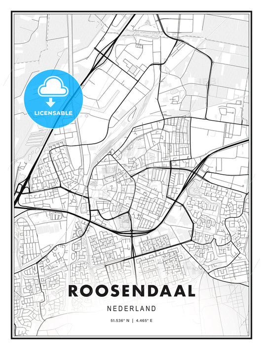 Roosendaal, Netherlands, Modern Print Template in Various Formats - HEBSTREITS Sketches