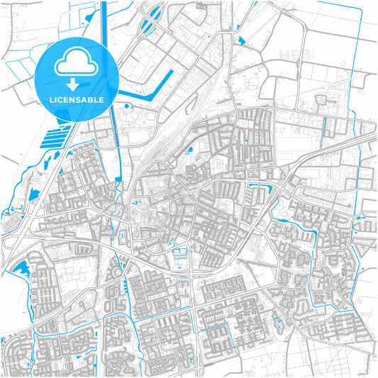 Roosendaal, North Brabant, Netherlands, city map with high quality roads.