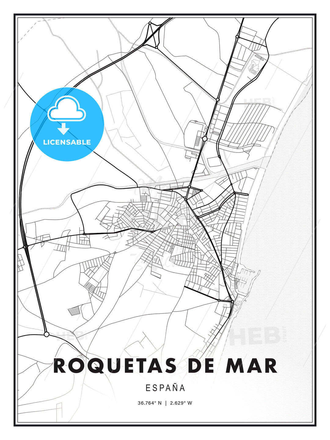 Roquetas de Mar, Spain, Modern Print Template in Various Formats - HEBSTREITS Sketches