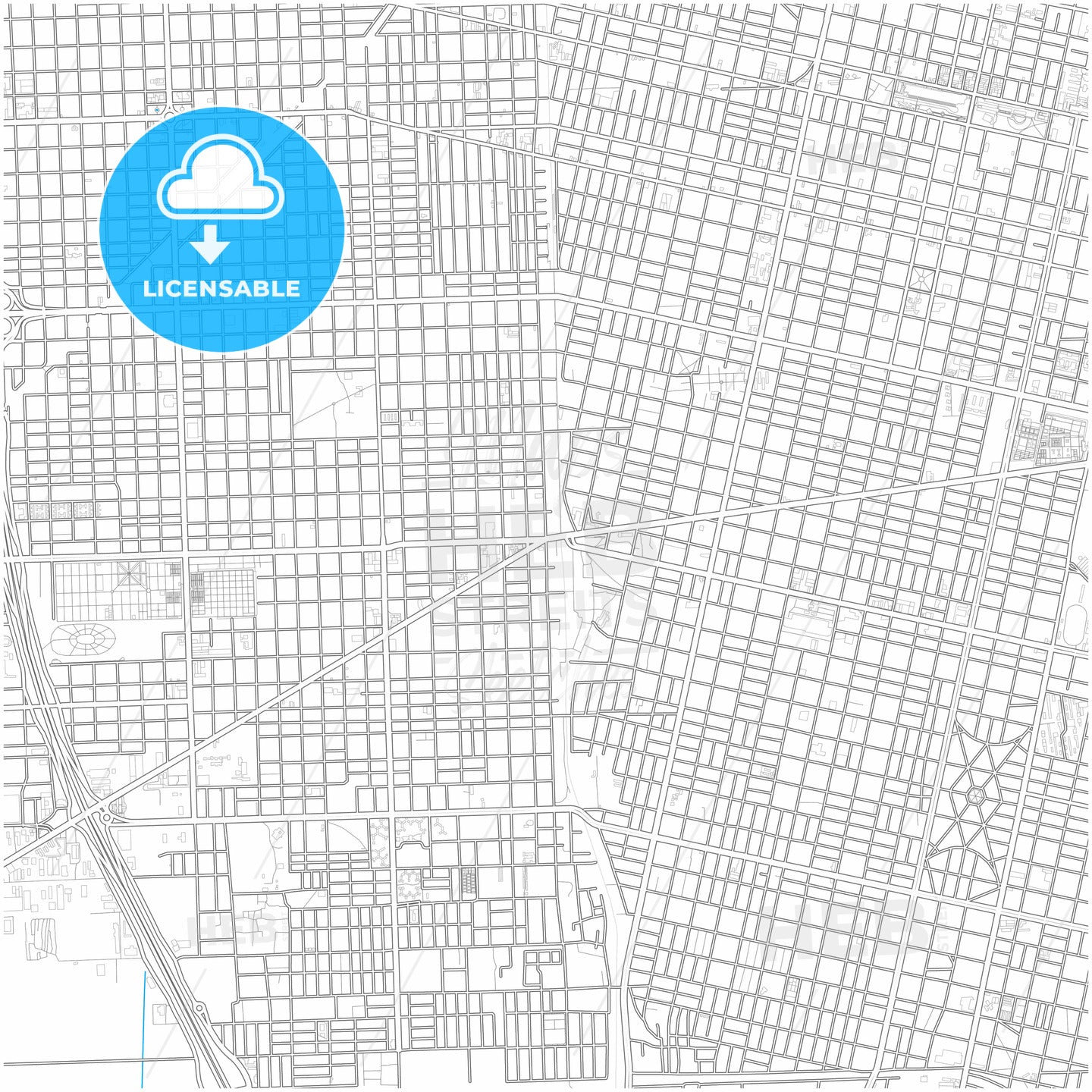 Rosario, Argentina, city map with high quality roads.