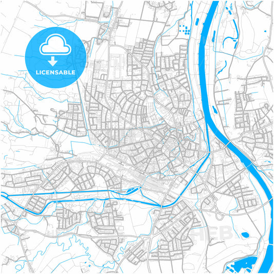 Rosenheim, Bavaria, Germany, city map with high quality roads.