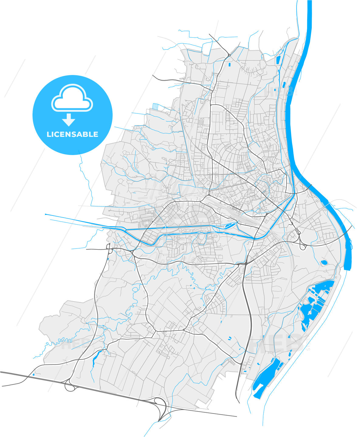 Rosenheim, Bavaria, Germany, high quality vector map