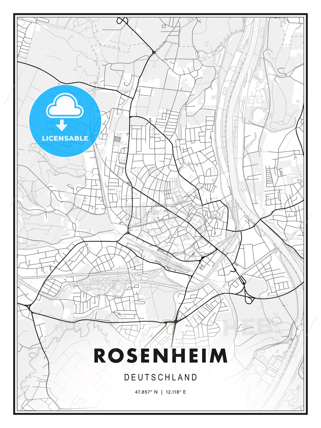 Rosenheim, Germany, Modern Print Template in Various Formats - HEBSTREITS Sketches