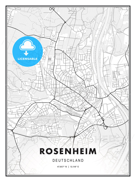 Rosenheim, Germany, Modern Print Template in Various Formats - HEBSTREITS Sketches