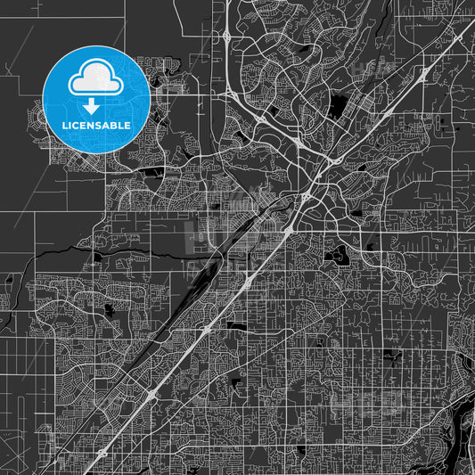 Roseville, California - Area Map - Dark