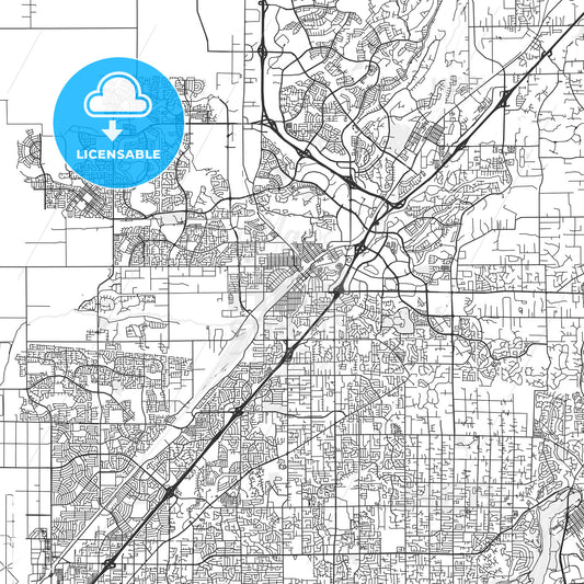 Roseville, California - Area Map - Light