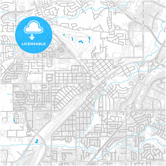 Roseville, California, United States, city map with high quality roads.