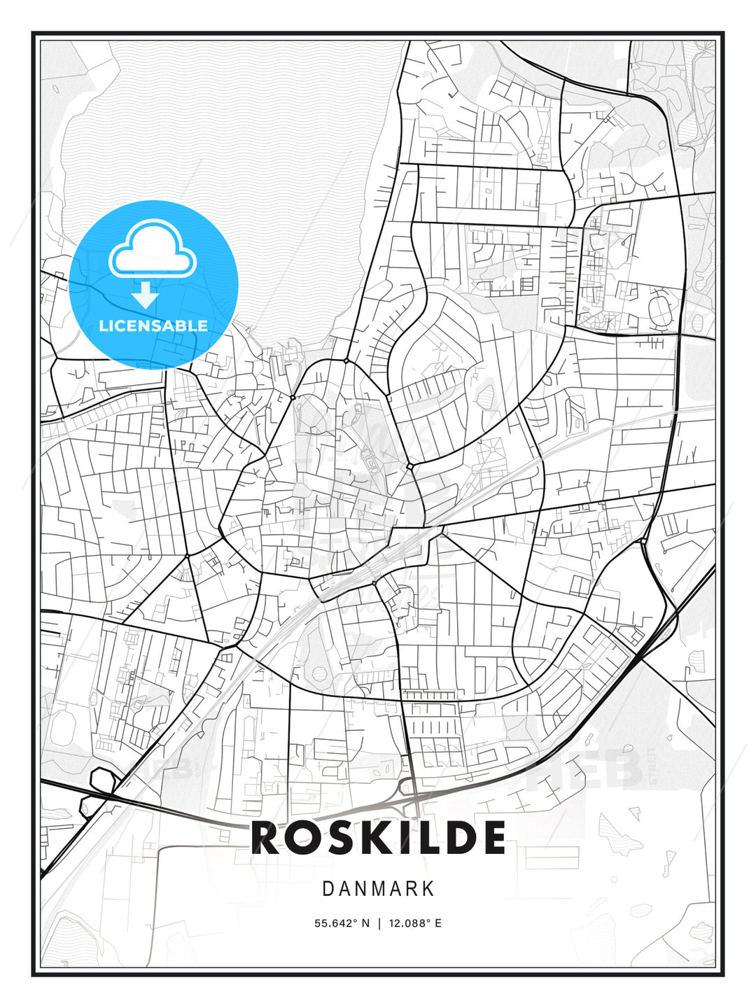 Roskilde, Denmark, Modern Print Template in Various Formats - HEBSTREITS Sketches