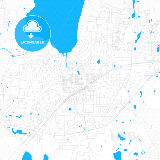 Roskilde, Denmark PDF vector map with water in focus