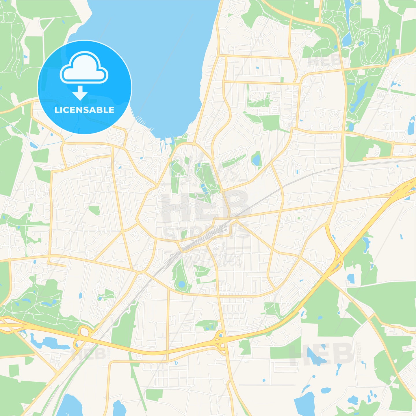 Roskilde, Denmark Vector Map - Classic Colors
