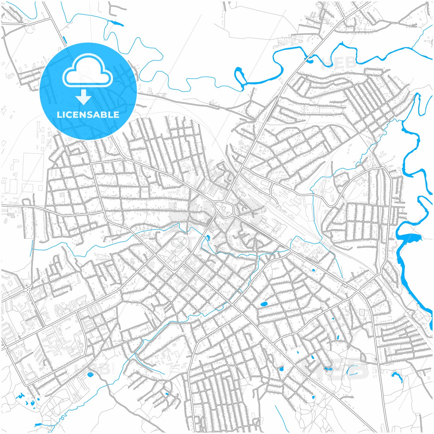 Roslavl, Smolensk Oblast, Russia, city map with high quality roads.