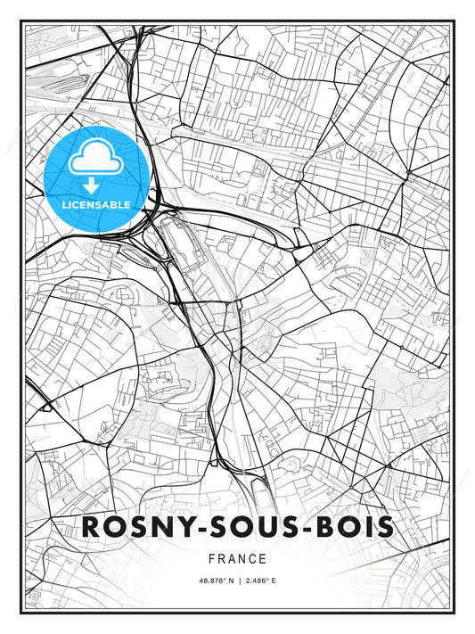 Rosny-sous-Bois, France, Modern Print Template in Various Formats - HEBSTREITS Sketches