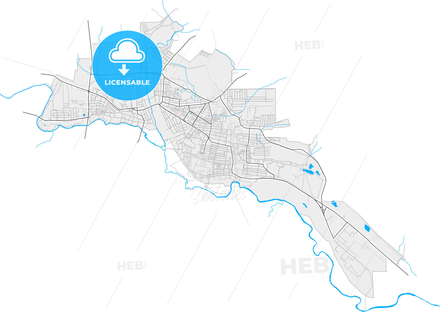 Rossosh, Voronezh Oblast, Russia, high quality vector map