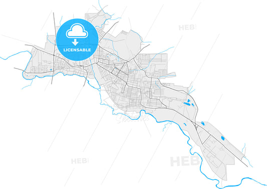 Rossosh, Voronezh Oblast, Russia, high quality vector map