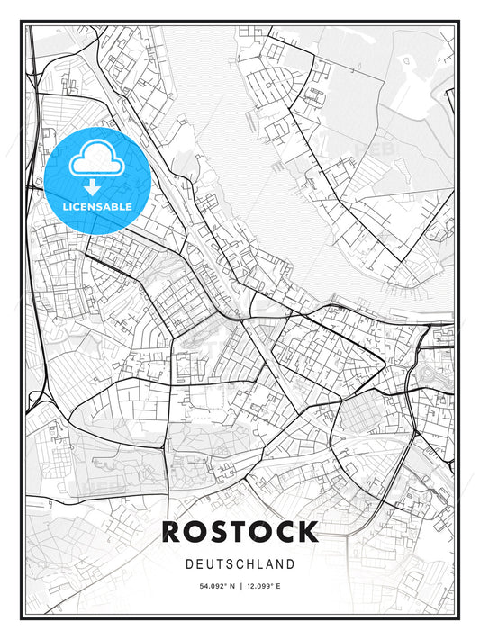 Rostock, Germany, Modern Print Template in Various Formats - HEBSTREITS Sketches