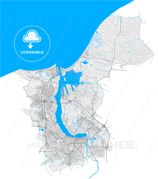 Rostock, Mecklenburg-Western Pomerania, Germany, high quality vector map