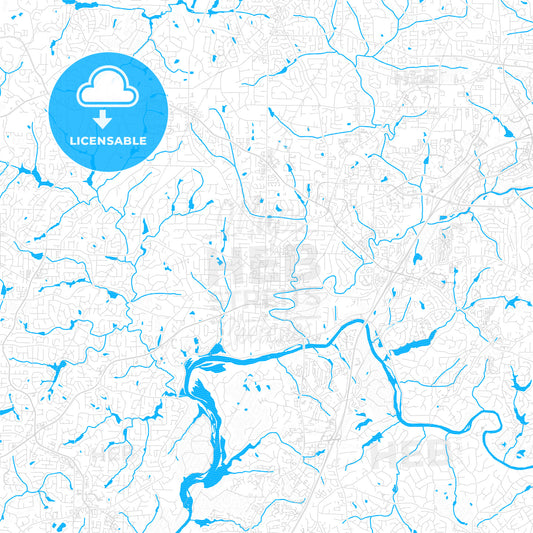 Roswell, Georgia, United States, PDF vector map with water in focus