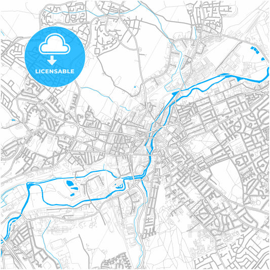 Rotherham, Yorkshire and the Humber, England, city map with high quality roads.
