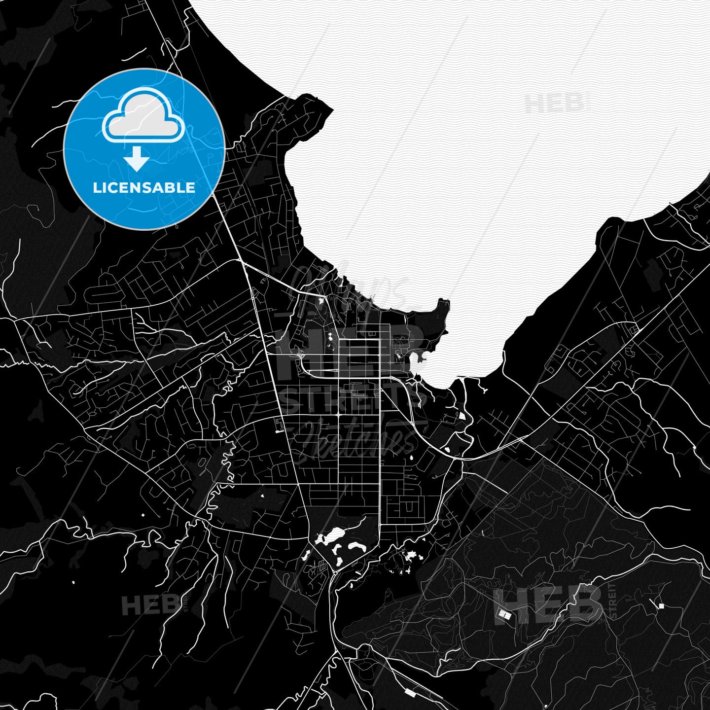 Rotorua, New Zealand Pdf Vector Map Black And White – HEBSTREITS