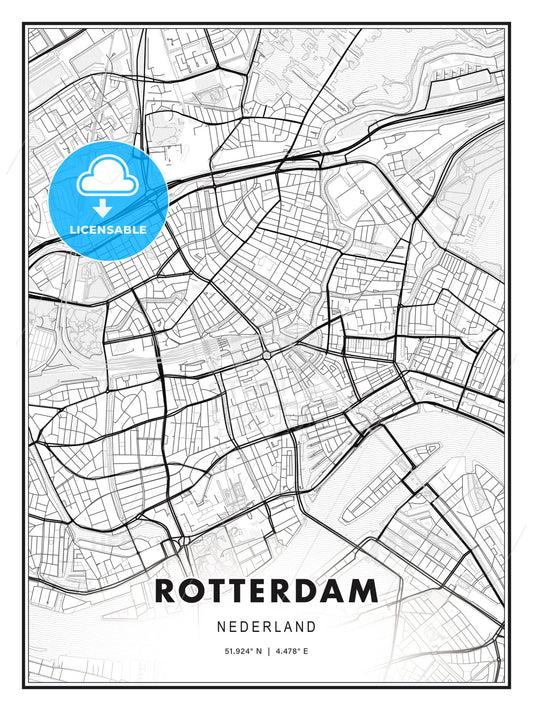 Rotterdam, Netherlands, Modern Print Template in Various Formats - HEBSTREITS Sketches