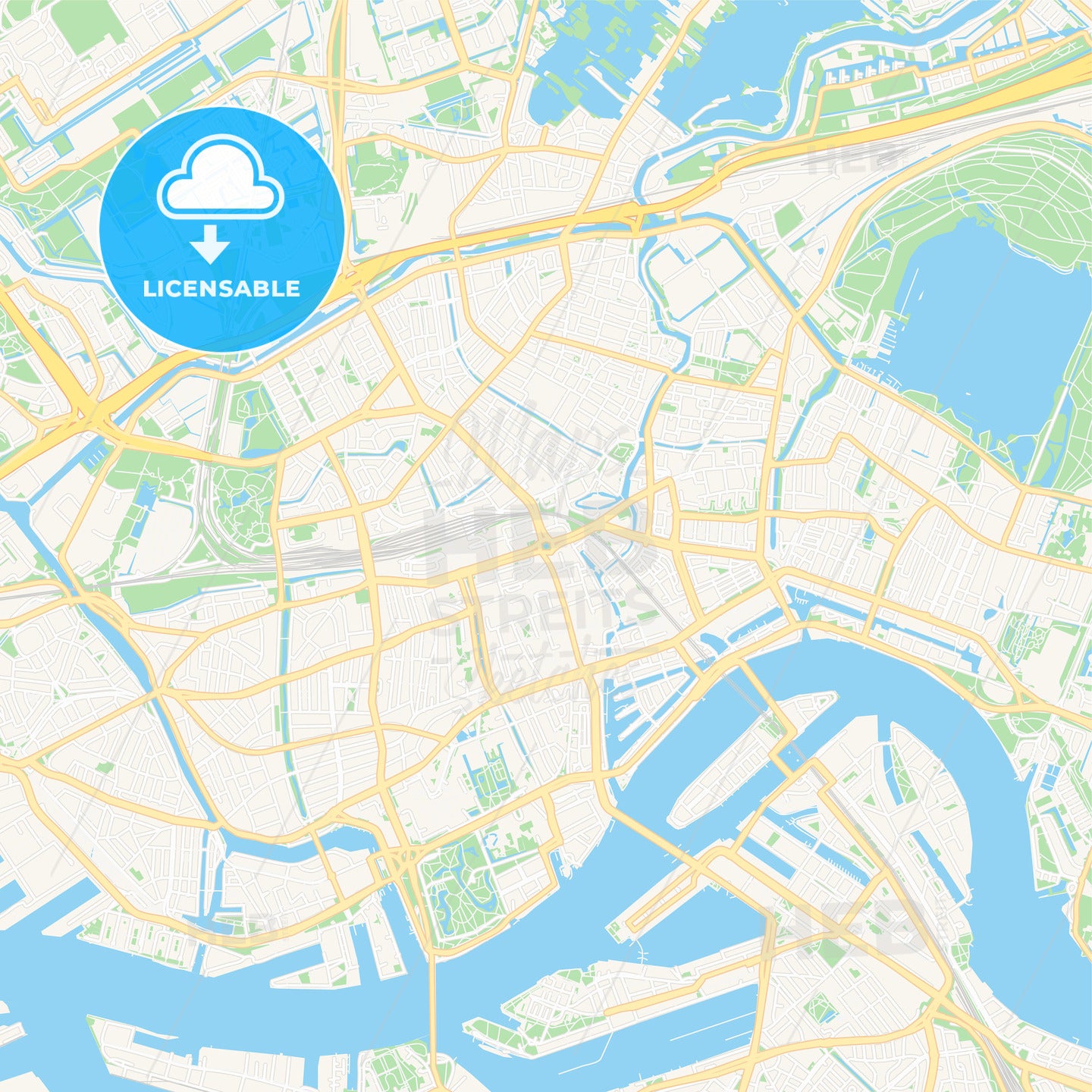 Rotterdam, Netherlands Vector Map - Classic Colors