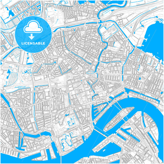 Rotterdam, South Holland, Netherlands, city map with high quality roads.